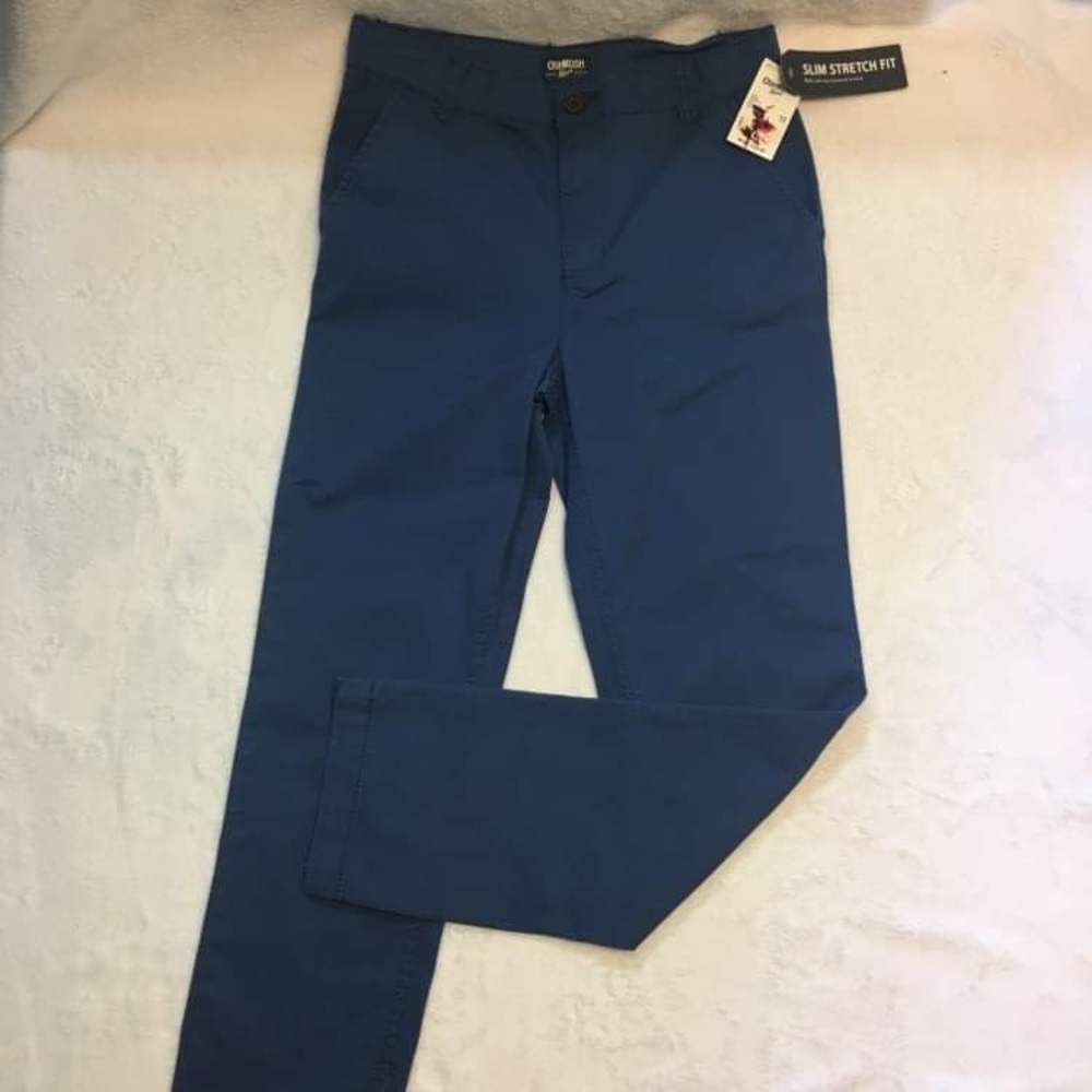 OshKosh B'gosh Boys Chino Pants Size 12‎ Blue New Slim Stretch Fit Trousers